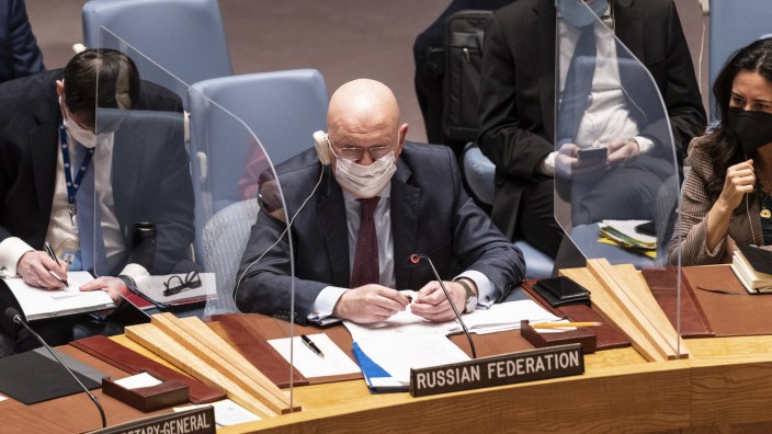 Security Council meeting on threats to international peace and security (Ukraine) Vassily Nebenzia, Permanent Representa