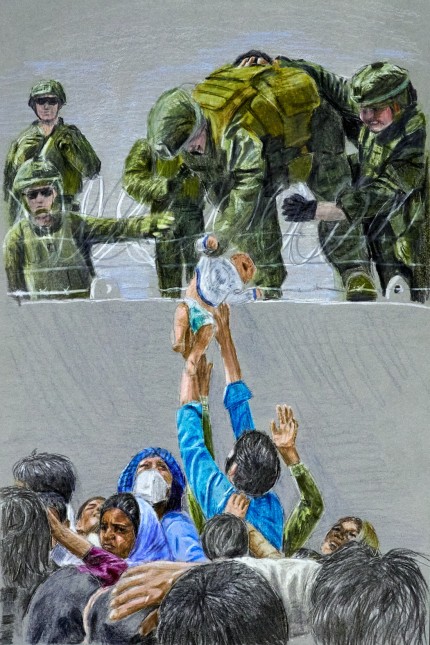Junge Kunst: Wie groß muss die Verzweiflung in solch einem Moment sein? Die 16-jährige Ida erinnert mit ihrer Zeichnung an die Evakuierung Kabuls.
