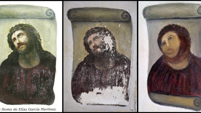 Zerstörte Kunstwerke: Jesus oder Affe? Unvergessen ist die gescheiterte Restaurierung des "Ecce homo" des Künstlers Elías García Martínez aus dem 19. Jahrhundert.