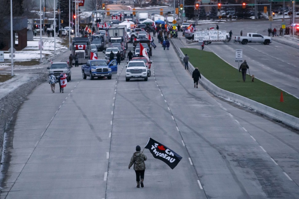 Protest Blockade At The Ambassador Bridge Between Canada And U.S. Continues
