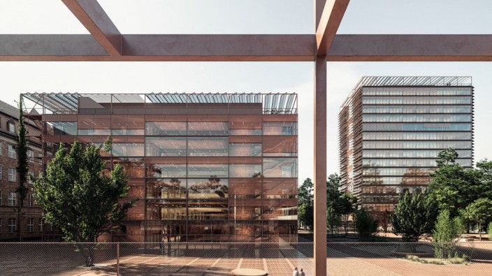Büro der Zukunft: 2026 soll das erste der Gebäude in der neuen Siemensstadt bezogen werden, bis alles fertig ist, dürfte es bis Mitte der 2030er-Jahre dauern. Hier ein Entwurf der Architekten.