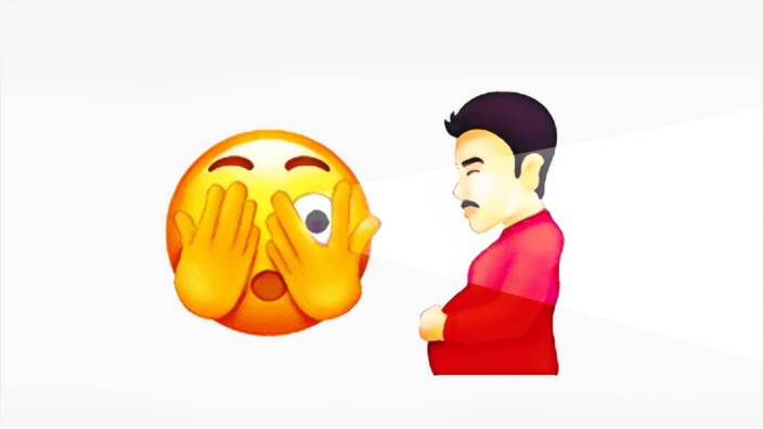 Digitale Gesellschaft: Zu viel Schnitzel gegessen? Oder tatsächlich schwanger? Das neue Emoji lässt durchaus Interpretationsspielraum.