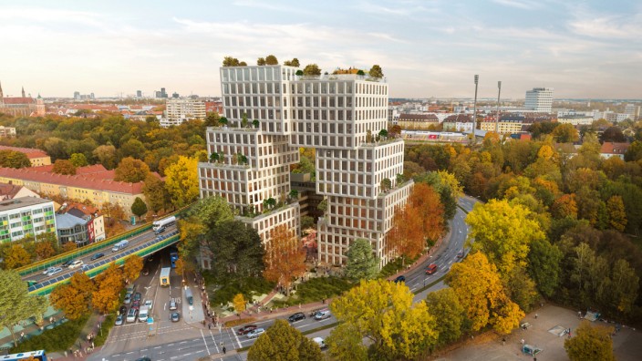 Bürger-Workshop geplant: Gewagt und deshalb umstritten: Der Entwurf für den geplanten Neubau am Candidplatz in Untergiesing.
