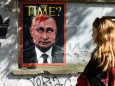 Ein Wandbild in Rom mit Russlands Präsident Wladimir Putin