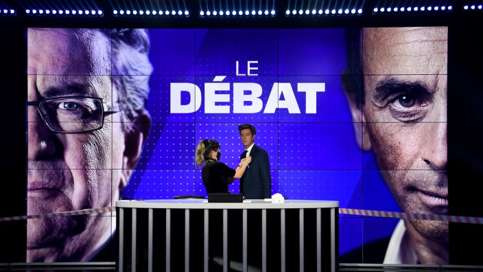 Wahl in Frankreich: Fernsehdebatte 2021 zwischen Jean-Luc Mélenchon und Éric Zemmour
