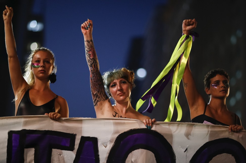 Demonstrators Support International Women's Day in Rio de Janeiro