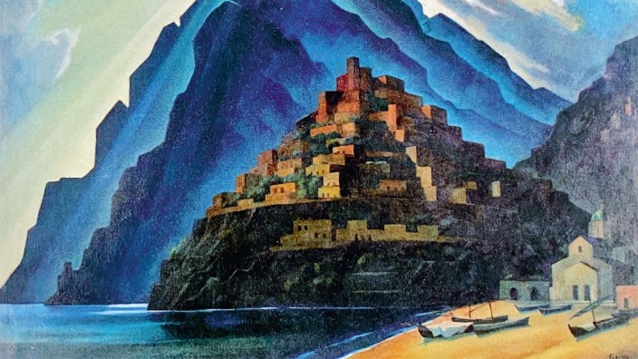 Italien: Positano, Ölbild, 1923 von Adolf Erbslöh.
