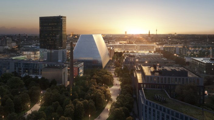 Konzerthaus im Werksviertel: Der geplante Neubau des Konzerthauses im Werksviertel München nach den Vorstellungen der Architekten. Diese digitale Visualisierung des Entwurfs stammt aus dem Februar 2022.