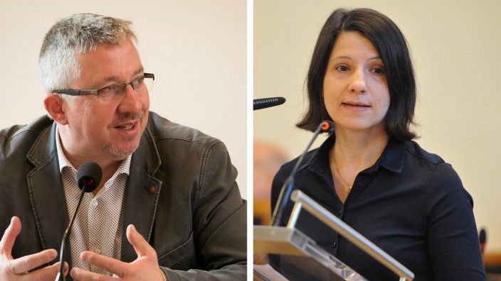 Politik in München: Wiedergewählt als Fraktionsvorsitzende: Anne Hübner und Co-Vorsitzender Christian Müller.