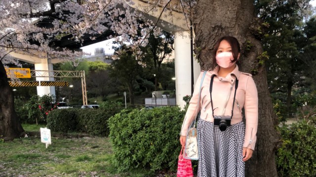 Kirschblüten in Japan: Yuki Hayakawa gefällt Hanami auch ohne Party.