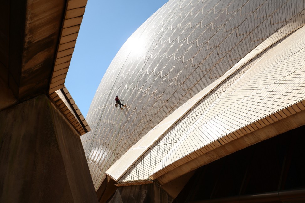 *** BESTPIX *** Sydney Opera House Staff Inspect Tiles On Iconic Landmark Sails As Part Of Building Maintenance
