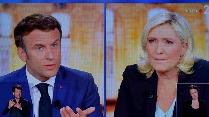 TV-Duell vor Präsidentschaftswahl: Treffen am Sonntag in der Stichwahl aufeinander: Marine Le Pen und Emmanuel Macron.