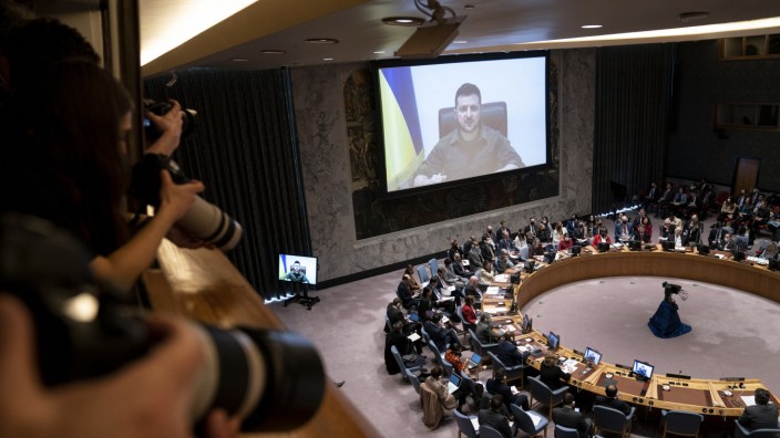 Der ukrainische Präsident Selenskij spricht vor dem UN-Sicherheitsrat