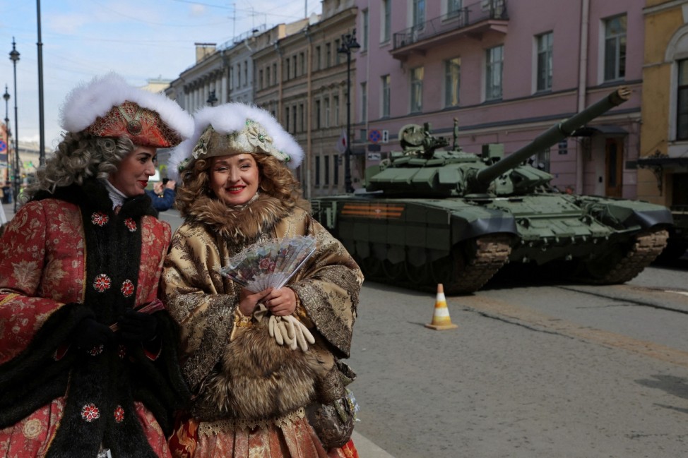 A rehearsal for the Victory Day parade in Saint Petersburg