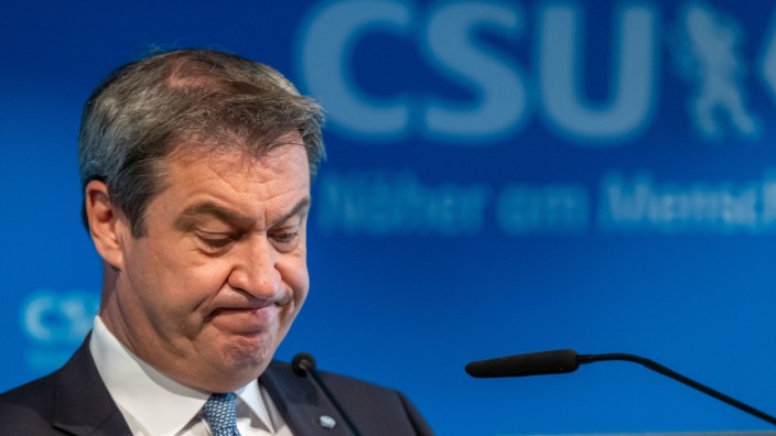 Bayern: "Nicht der Stil der CSU und meiner sowieso nicht": Bayerns Ministerpräsident und CSU-Chef Markus Söder während einer kurzen Erklärung zum Rücktritt des Generalsekretärs seiner Partei.