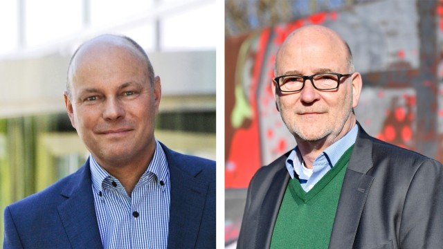 Bauplanung: Die Bürgermeister Hermann Nafziger (links) und Rudolph Haux sind unterschiedlicher Meinung, was die Erschließung einer Wohnbebauung auf dem Emeran-Braun-Gelände betrifft.