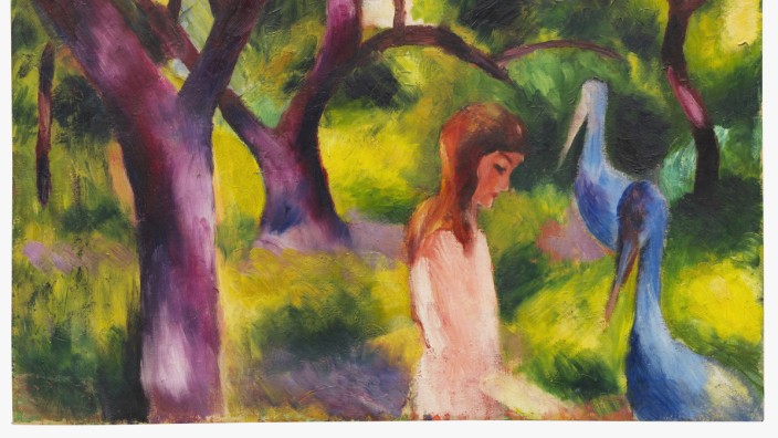 Auktion: Auf zwei bis drei Millionen Euro wird das Gemälde "Mädchen mit blauen Vögeln" von August Macke aus dem Jahr 1914 geschätzt.