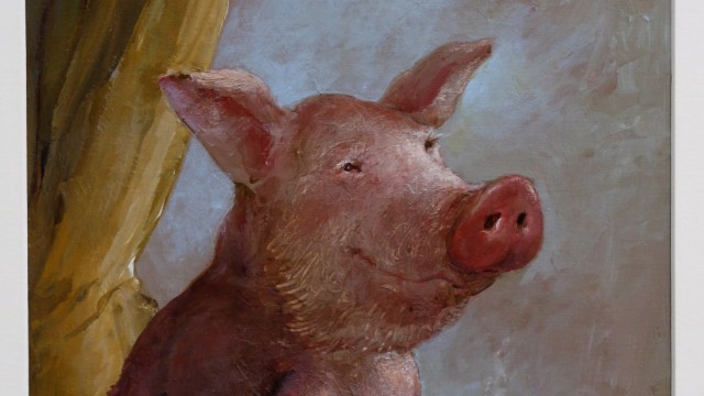 Ausstellung: Es wirkt zufrieden, das Schwein, dessen Bild den Titel "Eberhard" trägt.