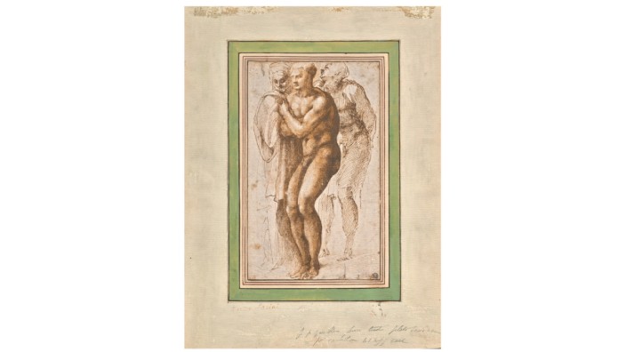 Kunstgeschichte: Christie's versteigert diese Federzeichnung als neu entdecktes Original des Renaissancemeisters Michelangelo Buonarroti. Vorbild soll ein Fresko Masaccios sein.