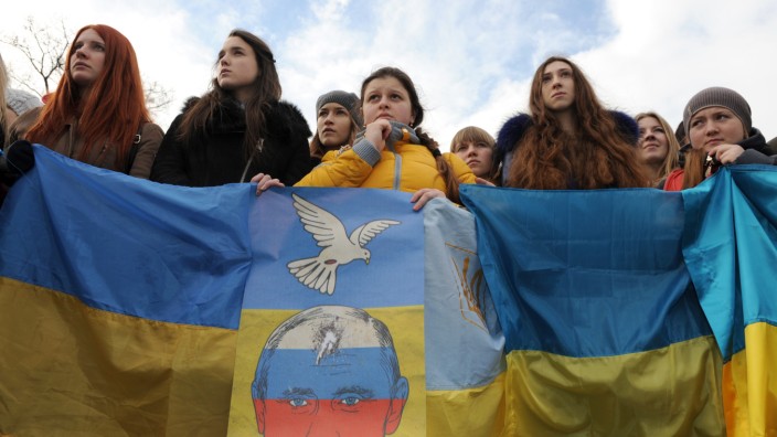 Ukraine: Demonstranten in Kiew 2015 protestieren gegen Putin