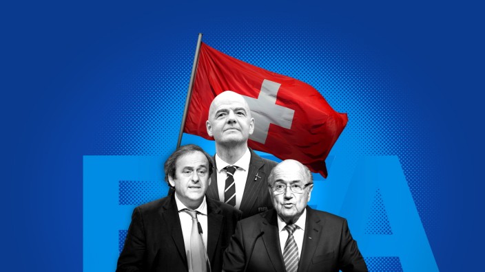 Fußball: Zentrale Figuren: Gianni Infantino (Mitte), Sepp Blatter (rechts) und Michel Platini.