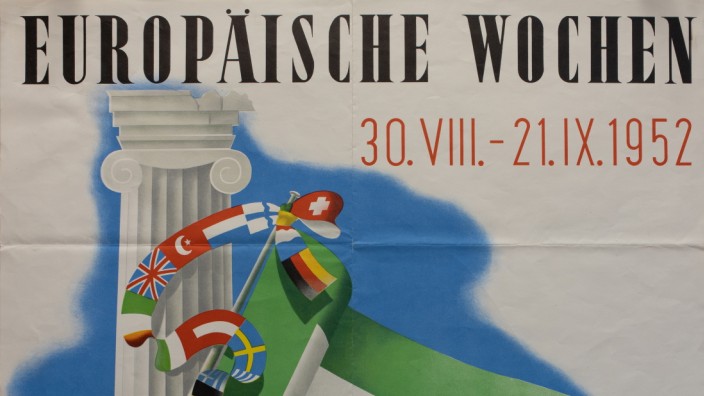 Festival in Passau: Plakat zur Premiere vor 70 Jahren: Das Festival Europäische Wochen Passau geht auf die Initiative eines US-amerikanischen Kulturoffiziers zurück. Ziel damals wie heute: die Förderung des europäischen Gedankens.