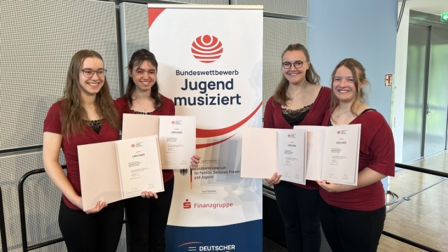 Musik: Das Ensemble aus Annika und Elisabeth Ebel, Lea-Luisa Häfner und Maria Eisner (von links) wurde beim Bundeswettbewerb von "Jugend musiziert" mit dem ersten Preis ausgezeichnet.