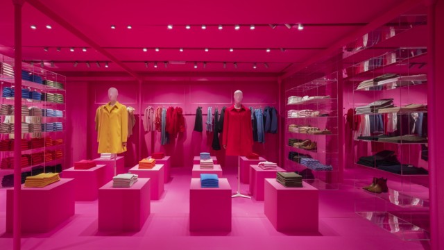 Interior: pretty pink: This Benetton store in Milan was furnished exactly like its online counterpart.