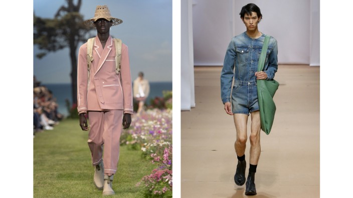 Mode für Männer: Ab ins Grüne: Entwürfe von Kim Jones für Dior (links) und von Prada für Frühjahr/Sommer 2023.