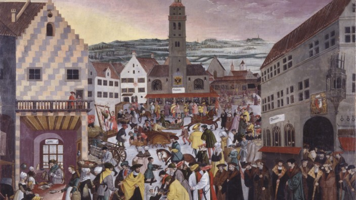 Ulinka Rublack: "Die Geburt der Mode": Schön sittsam, aber auch schön bunt: Stadtleben der frühen Neuzeit in einem der "Augsburger Monatsbilder" von einem anonymen Maler, um 1531.
