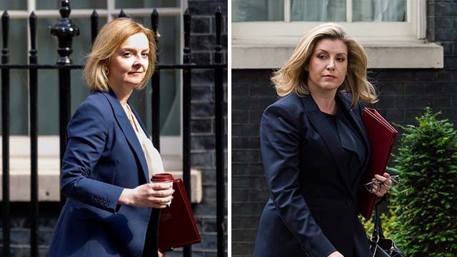 Großbritannien: Zwei Kandidatinnen mit guten Aussichten auf die Spitze der Tories - und damit auf einen Umzug nach 10 Downing Street: Außenministerin Liz Truss (li.) und die frühere Verteidigungsministerin Penny Mordaunt.