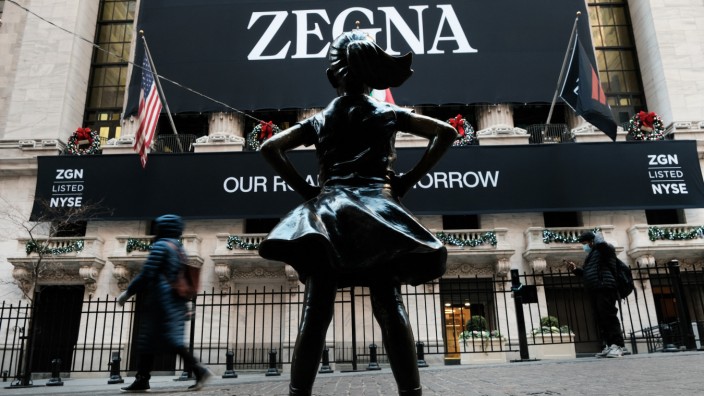 Börsengänge: Zegna-Werbung an der New Yorker Börse: Dem Modeunternehmen gelang mittels eines Spacs der Sprung an die Börse.