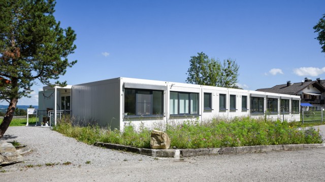 Gesamtkosten von 25 Millionen Euro: Bis zum Neubau am Malachias-Geiger-Weg ist der Kindergarten Himmelszelt in Container auf dem ehemaligen Post-Areal untergebracht.