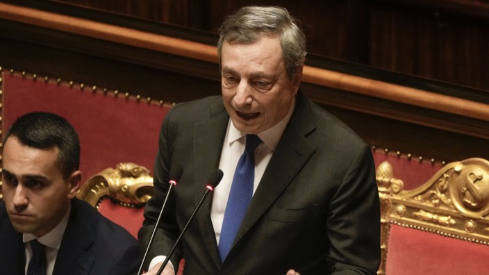 Regierungskrise in Italien: Warb um das Vertrauen der Abgeordneten: Italiens Ministerpräsident Mario Draghi.
