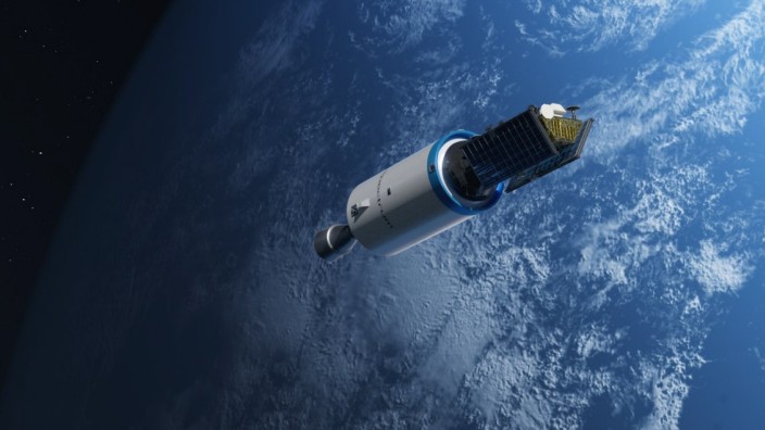 Raumfahrt: Oberstufe der Kleinrakete "Spectrum" von Isar Aerospace, die Satelliten bis zu einer Tonne Gewicht in die Erdumlaufbahn transportieren soll. Illustration: Isar Aerospace.