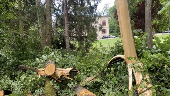 Gewitter und Starkregen: Das Unwetter hat auch im Kustermannpark in Tutzing deutliche Spuren hinterlassen.