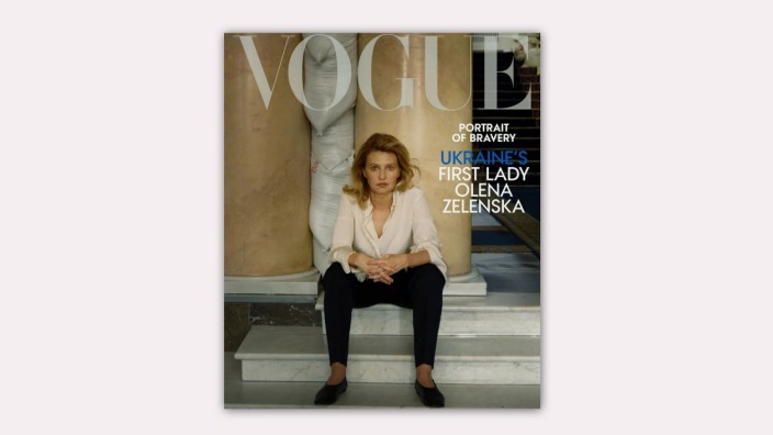 "Vogue" mit Olena Selenska: Das Make-up ist dezent, aber nicht perfekt: Olena Selenska auf dem Cover der "Vogue".