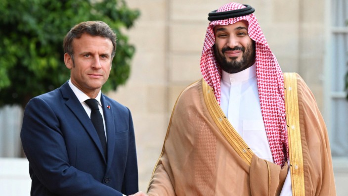Frankreich: Der saudische Kronprinz Mohammed bin Salman und Frankreichs Staatschef Emmanuel Macron bei ihrem Treffen in Paris.