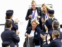 German women's soccer team returns after Euro 2022 final England vs Germany