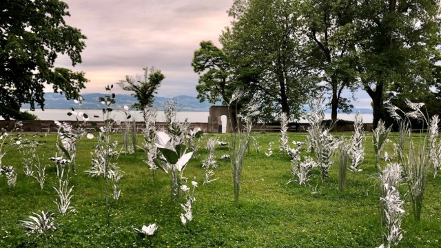 Kunst-Event: Toshihiko Mitsuya hat im Luitpoldpark aus 100 detailgetreuen Aluminiumpflanzen einen "Aluminium Garden" geschaffen.