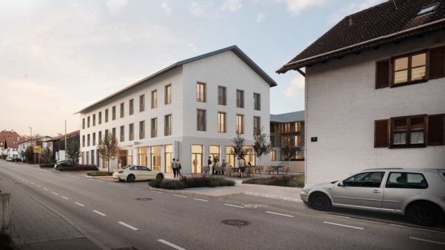 Banken bauen Wohnraum: Bank mit Schließfächern, Einzelhandel und Wohnungen: So soll das neue Gebäude der VR-Bank in Erling aussehen, wenn es 2024 fertiggestellt ist.