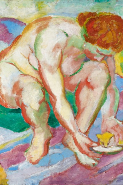 Tipps: Franz Marc war von den "Brücke"-Malern begeistert. Sein behäbiger "Akt mit Katze" wird in Dialog gesetzt zu einem deutlich erotischerem Akt von Kirchner.