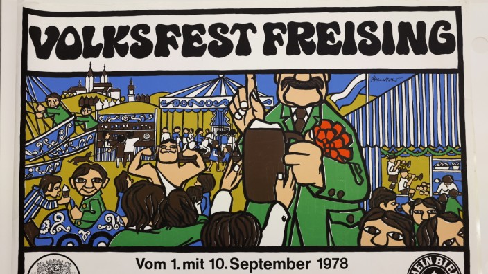 Freisinger Volksfest historisch: Schön bunt: Das Volksfestplakat aus dem Jahr 1978.