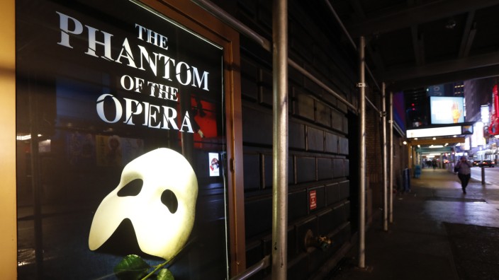 New York: Ein Werbeplakat für das Musical "Das Phantom der Oper" in New York.