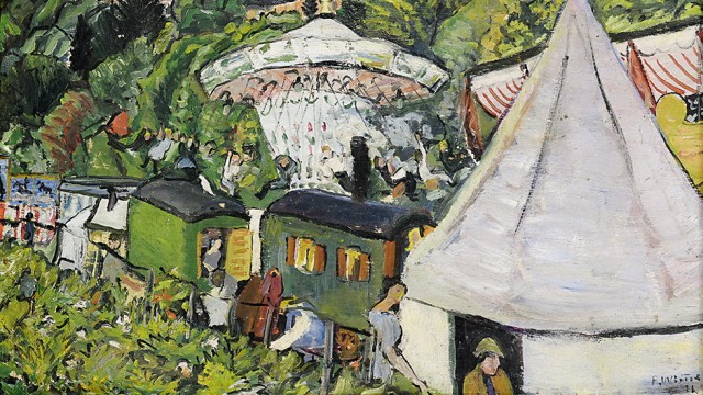 Auktion mit Werken von Paula Wimmer: Das Dachauer Volksfest hat Paula Wimmer häufiger gemalt. Diese undeutlich datierte Arbeit stammt wohl von 1926, Schätzpreis 700 Euro.