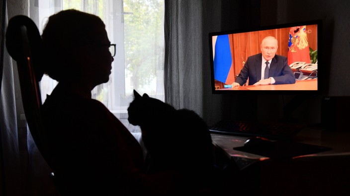 Russland: "Diejenigen aufhalten, die nach der Weltherrschaft streben": Wladimir Putin in seiner Fernsehansprache.