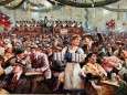 München, Oktoberfest, Geschichte, 19. Jahrhundert, Historisches Bild, Bräurosl, Bierzelt, 1870 *** Munich, Oktoberfest,; Oktoberfest Historisch