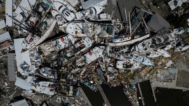 Hurrikan "Ian" in Florida: Yachten im Hafen von Fort Myers sind verwüstet