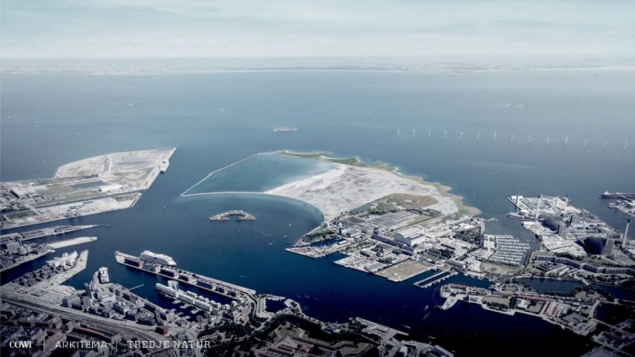 Dänemark: Das Gebiet, in dem Lynetteholm am Öresund bis 2070 vor der dänischen Hauptstadt entstehen soll.
