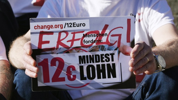 Erhöhung am 1. Oktober: Kundgebung für den Zwölf-Euro-Mindestlohn im Juni dieses Jahres in Berlin.
